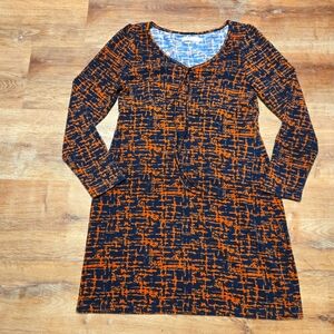 Stylish Orange and Black Long Sleeve Dress